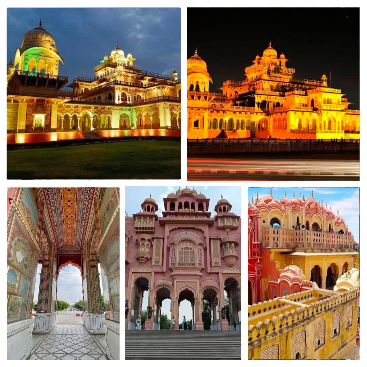 "Stunning night and day views of Jaipur’s iconic palaces and architectural marvels."